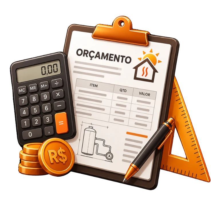 Ilustração do CRM: prancheta de orçamento com calculadora